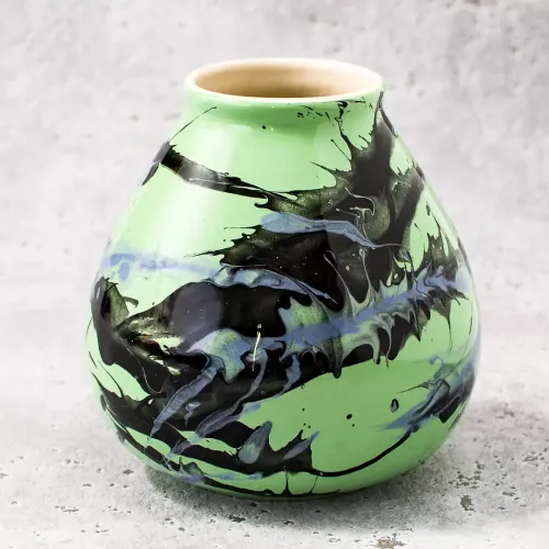 Matero ceramiczne do Yerba Mate - Zielone czarne.webp