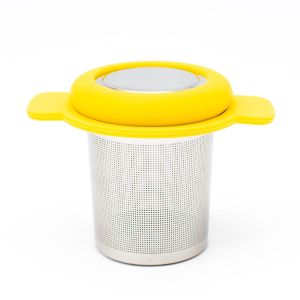 Zaparzacz do herbaty z przykrywką żółty