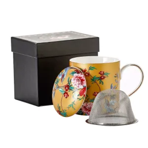 Kubek do herbaty 360ml z zaparzaczem Kwiaty