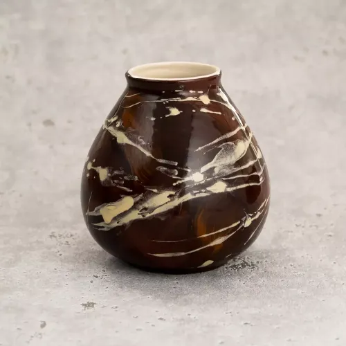 Matero ceramiczne brązowe malowane