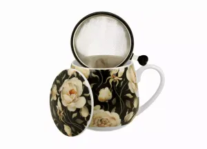 Kubek  z zaparzaczem 430ml ENGLISH ROSES BLACK baryłka