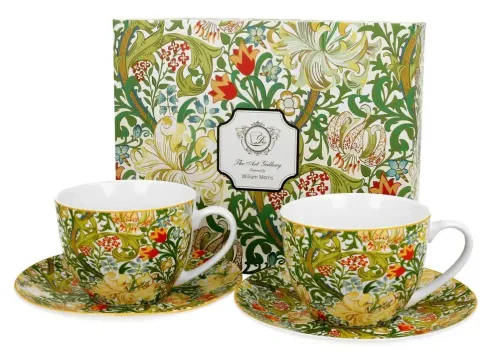 Kpl. 2 filiżanek ze spodkiem GOLDEN LILLY W.Morris porcelana 250 ml (2).webp