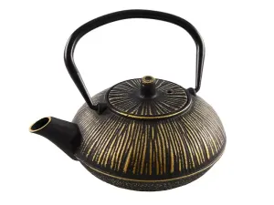 Żeliwny czajnik dzbanek z zaparzaczem Czarno złoty