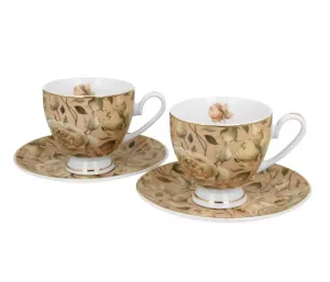 Kpl. 2 filiżanki ze spodkami ENGLISH ROSES CREAM - Golden Line