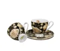 Kpl. 2 filiżanki ze spodkami ENGLISH ROSES BLACK- Golden Line