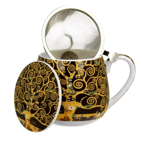 Kubek baryłka z zaparzaczem 430 ml Drzewo życia Gustav Klimt ( (3).webp