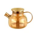 zajniczek złoty szklany do herbaty z metalową pokrywką 1200 ML