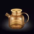 zajniczek złoty szklany do herbaty z metalową pokrywką 1200 ML